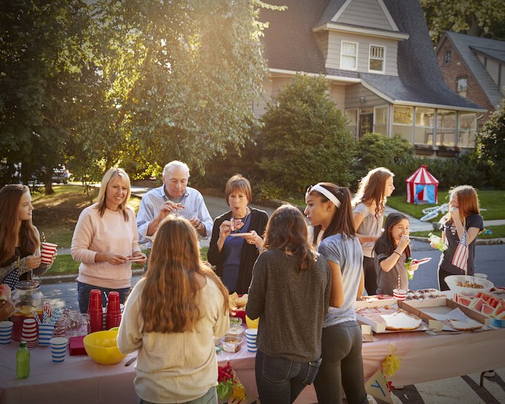 Neighbors at a community gathering
